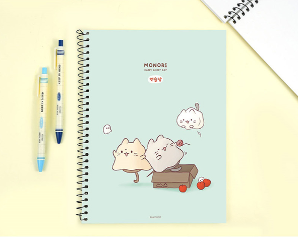 Happy Ghost Cat Unruled Spring Notebook