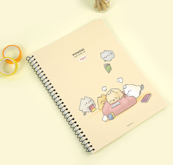 Happy Ghost Cat Unruled Spring Notebook
