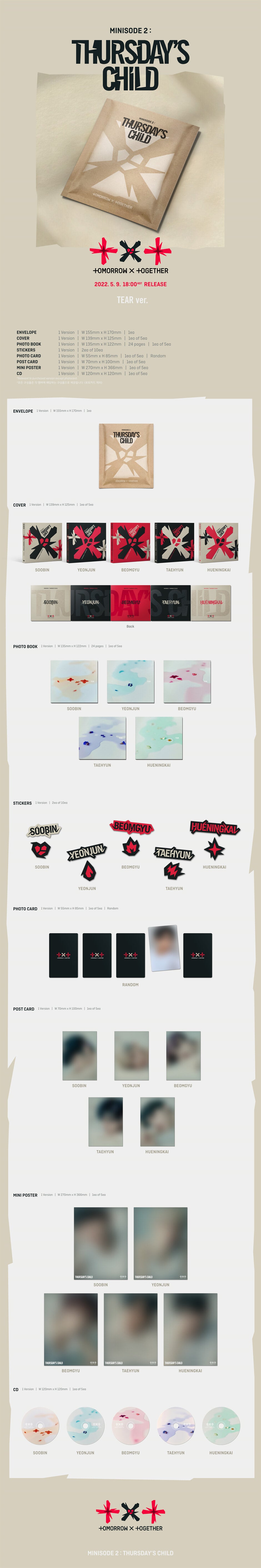 K-Pop CD TXT - 4th Mini Album 'minisode 2: Thursday's Child' [Tear Ver.]