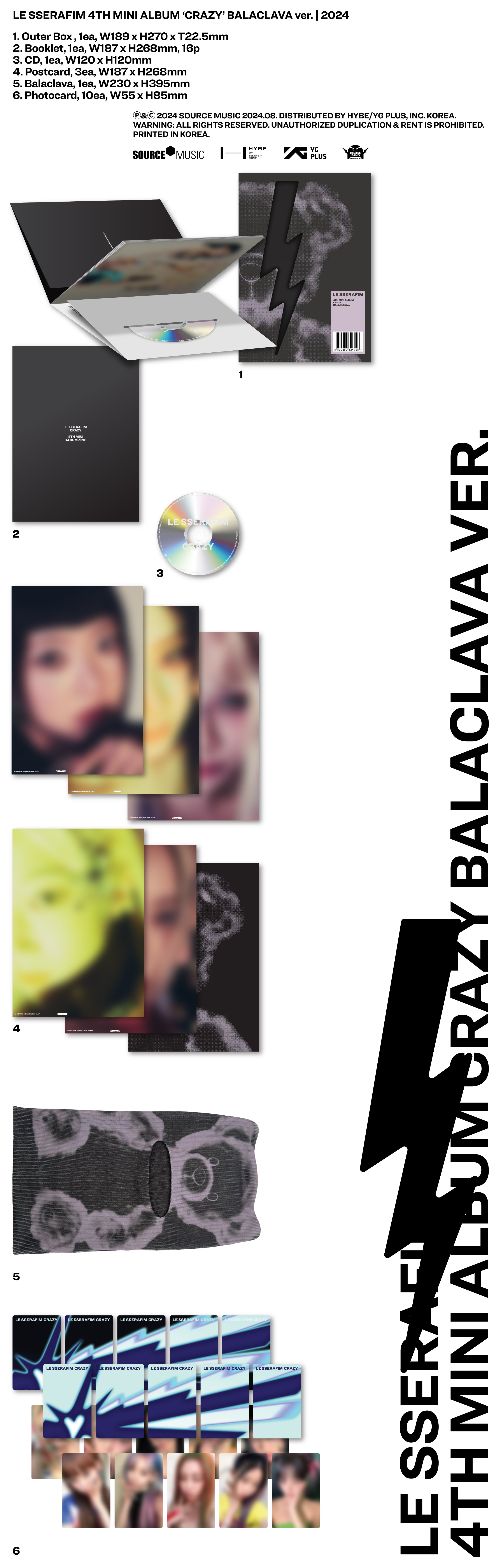 K-Pop CD LE SSERAFIM - 4th Mini Album 'CRAZY' [BALACLAVA ver.]
