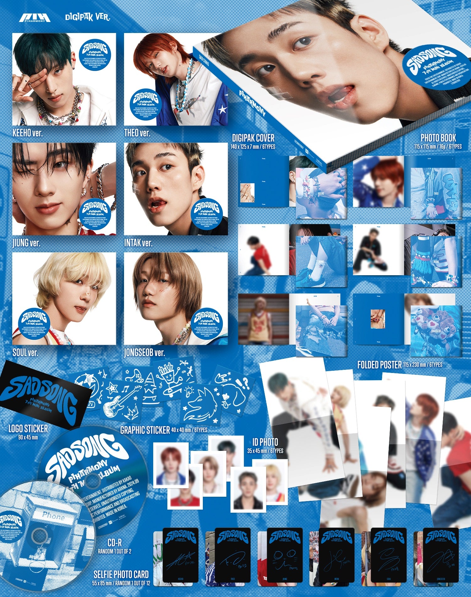 K-Pop CD P1Harmony - 7th Mini Album 'SAD SONG' [Digipack Ver.]