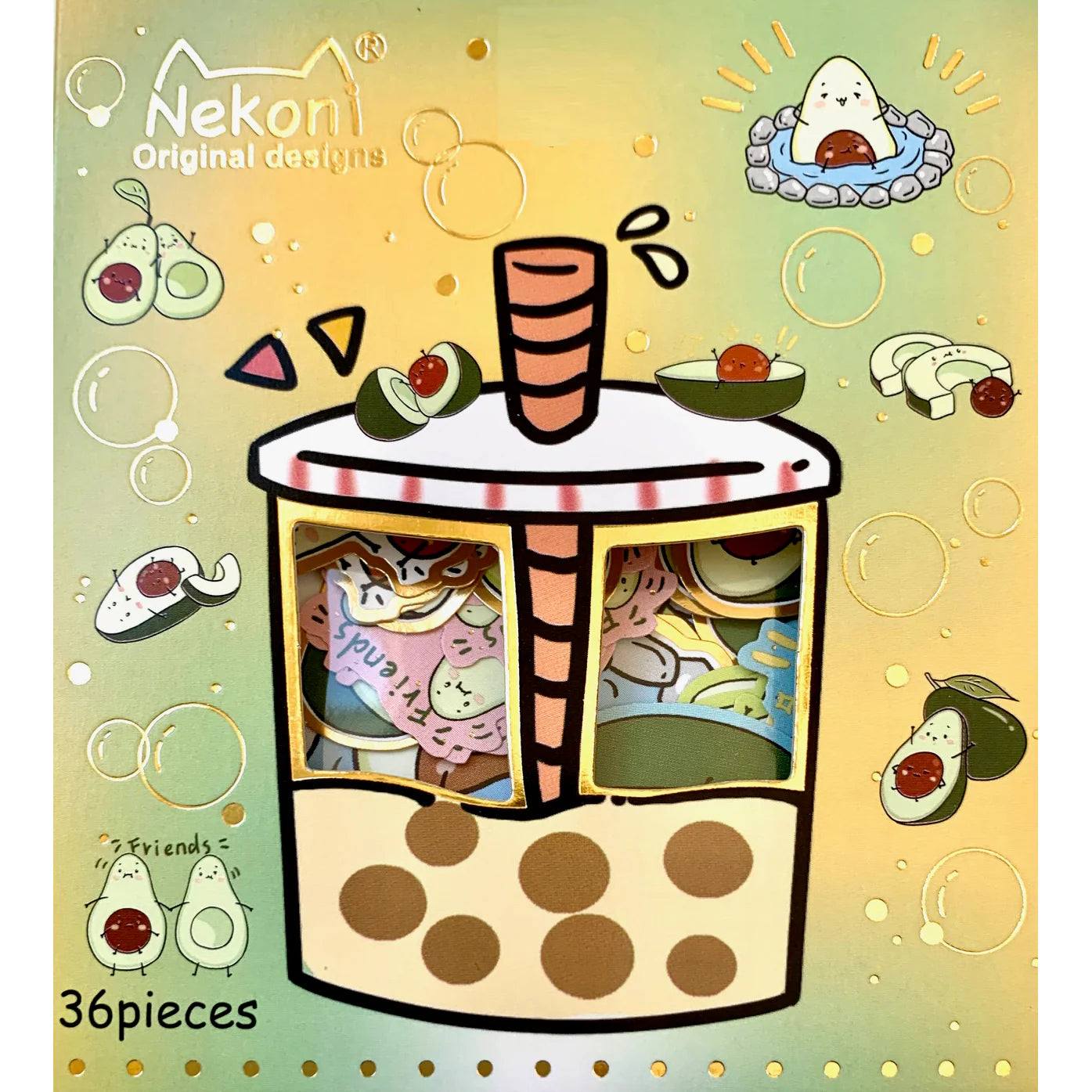 Nekoni Avocado Boba Sticker Bag (50566)