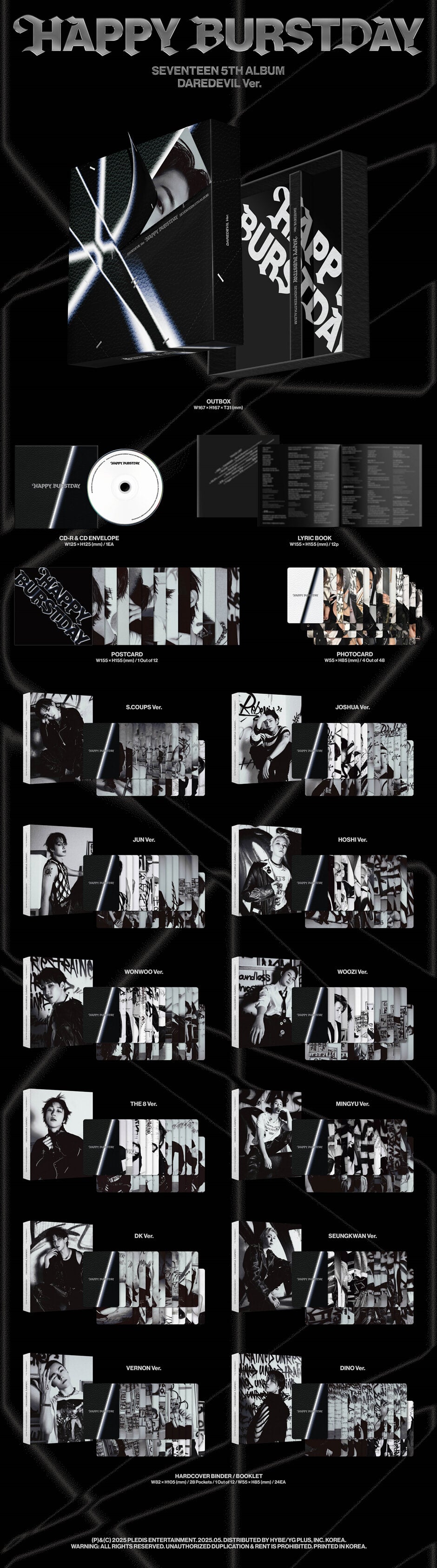 K-Pop CD Seventeen - 5th Album 'Happy Burstday' [Daredevil Ver.]