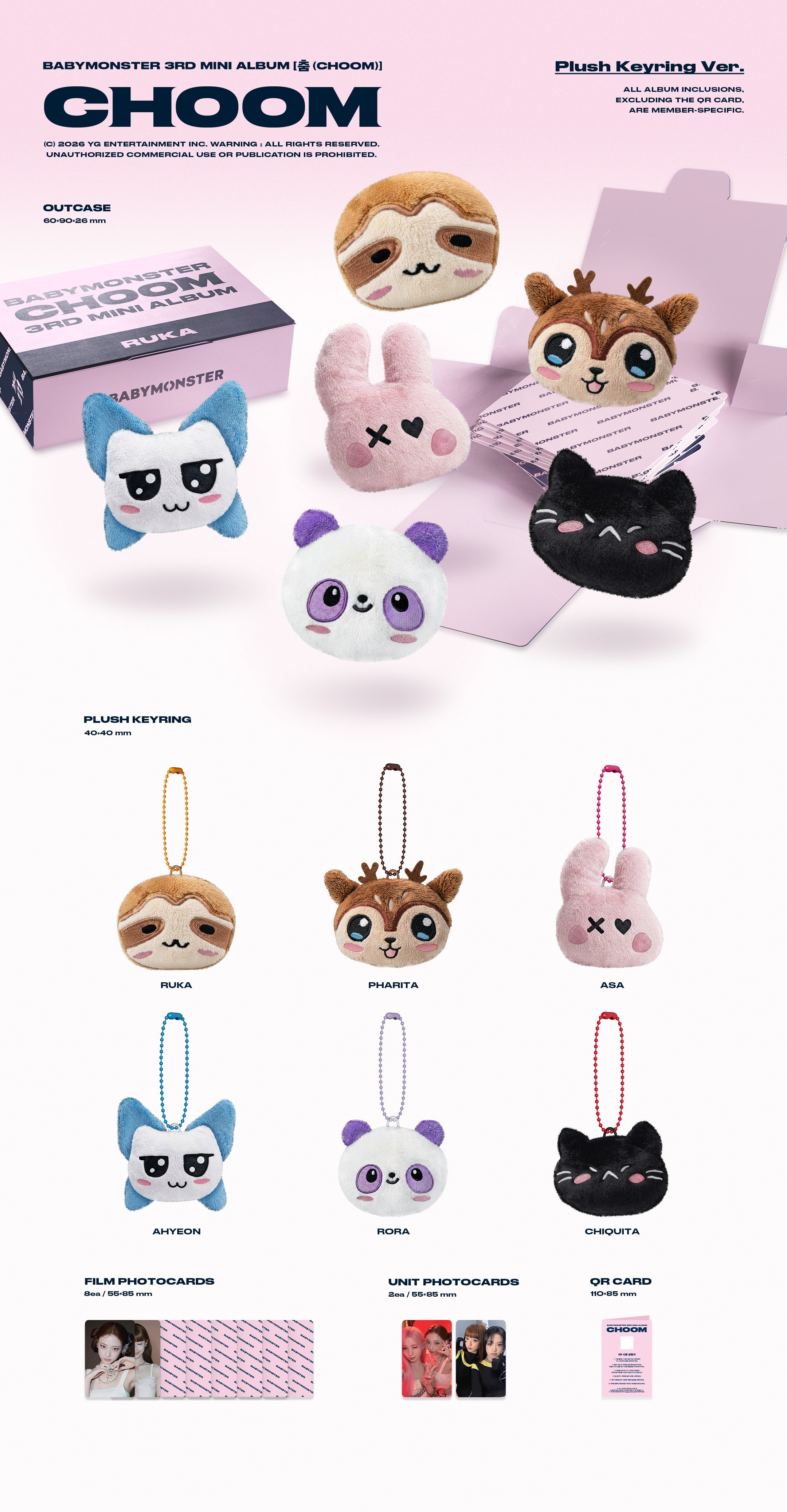 K-Pop Babymonster - 3rd Mini Album 'Choom' [Plush Keyring Ver.]
