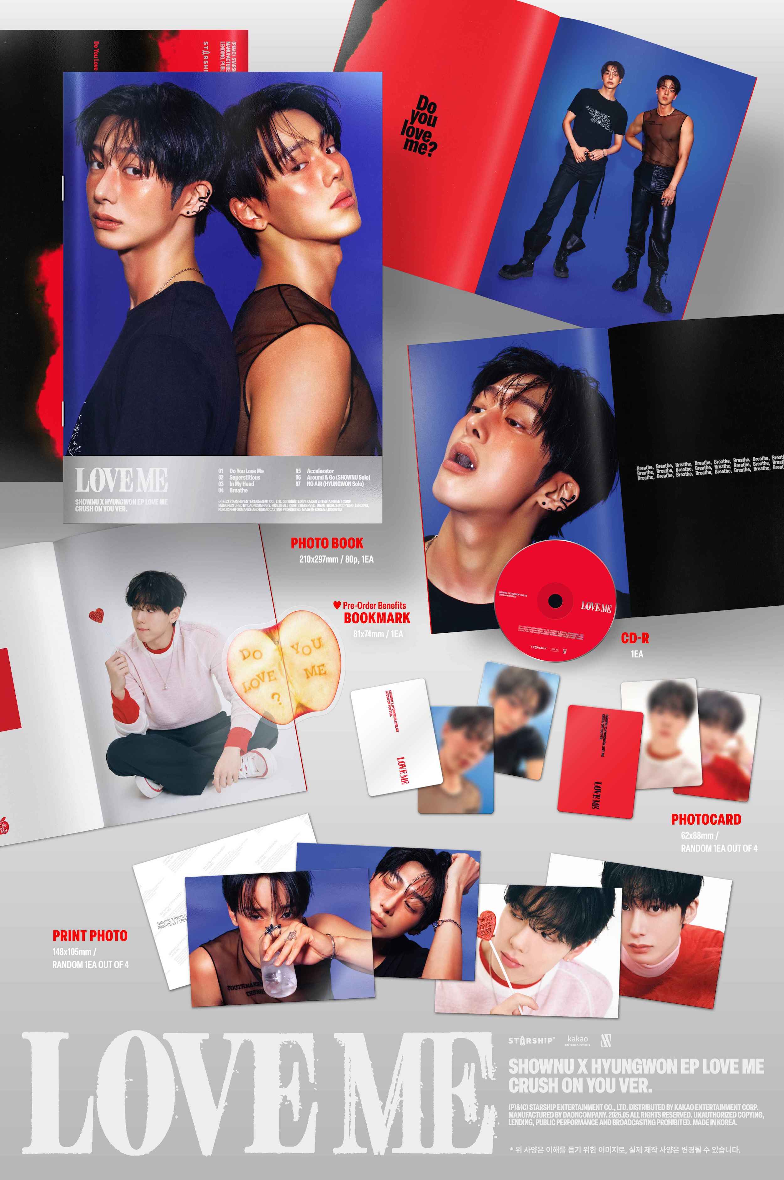 K-Pop CD Shownu x Hyungwon - EP Album 'Love Me' [Crush on you Ver.]