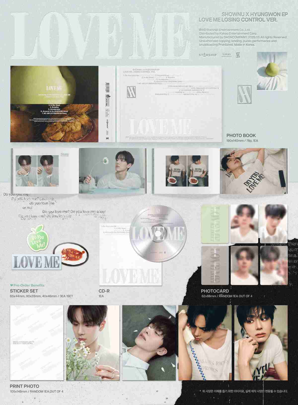 K-Pop CD Shownu x Hyungwon - EP Album 'Love me' [Losing control Ver.]
