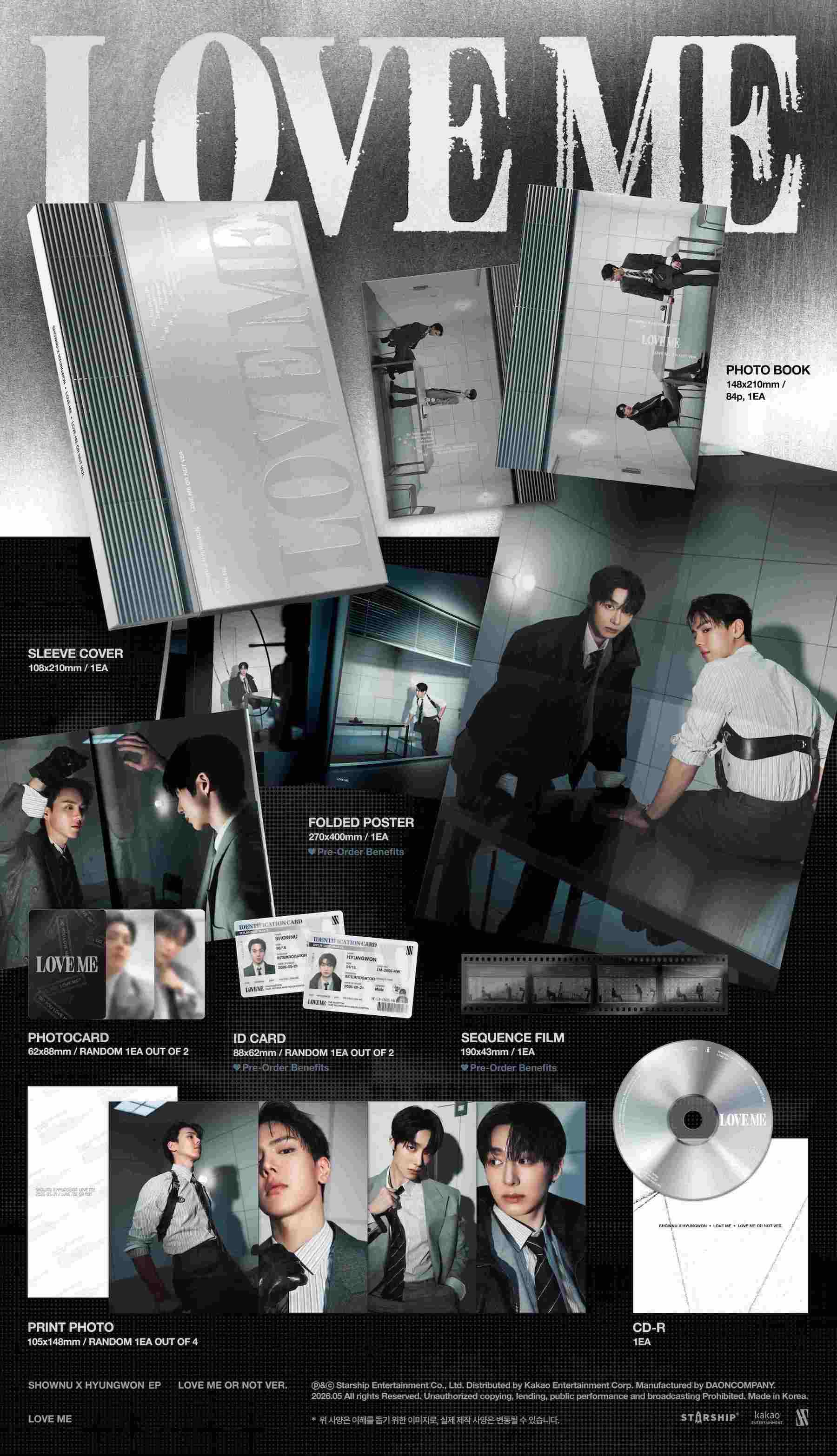 K-Pop CD Shownu x Hyungwon - EP Album 'Love Me' [Love me or not Ver.]