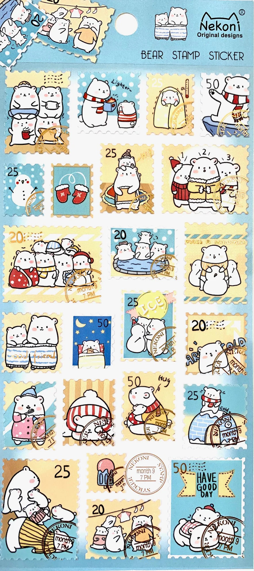 Nekoni Polar Bear Stamp Sticker
