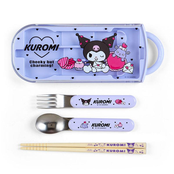 Sanrio Fork Spoon Chopsticks Tableware Set (Kuromi - 015881)