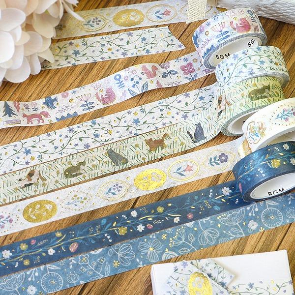 BGM Foil-stamped Masking Tape Flower and Plant Notebook