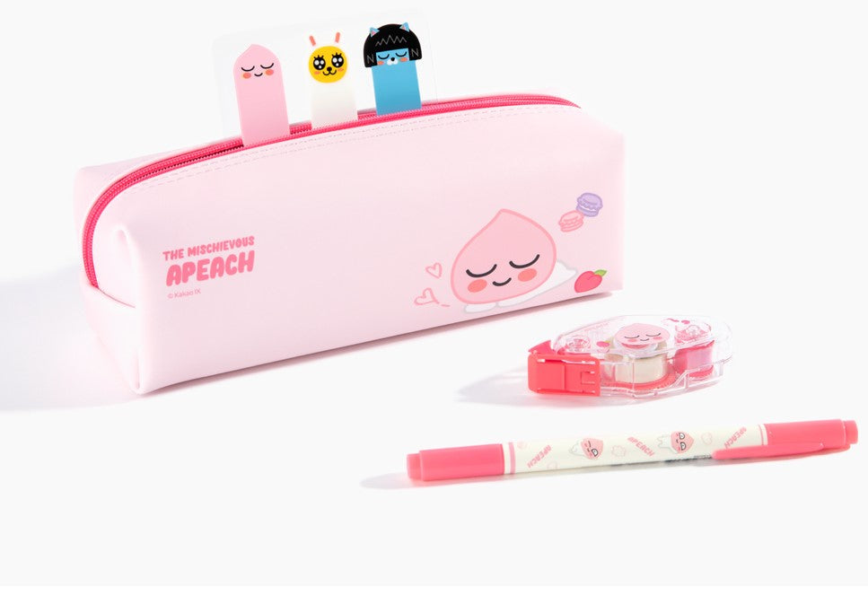 Kakao Friends Apeach Pink Rectangle Pencil Pouch Lil Thingamajigs Hive 2578