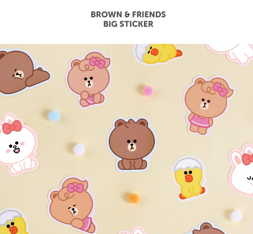 Line Friends[B&F] Brown Big Mini Sticker [Sleeping Ver.]