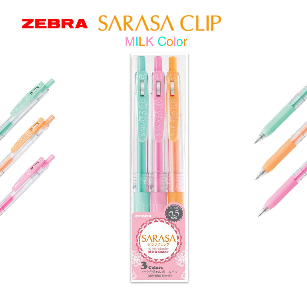 Zebra Sarasa Clip Milk Color 0.5mm 3pcs Set
