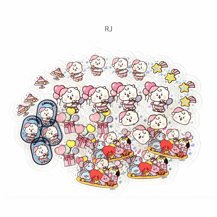 BT21 Party Baby Clear Sticker Flake Pack - RJ