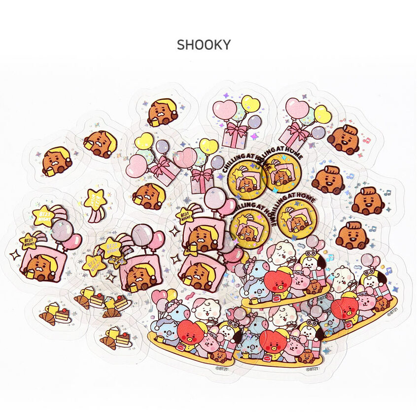 BT21 Party Baby Clear Sticker Flake Pack - Shooky
