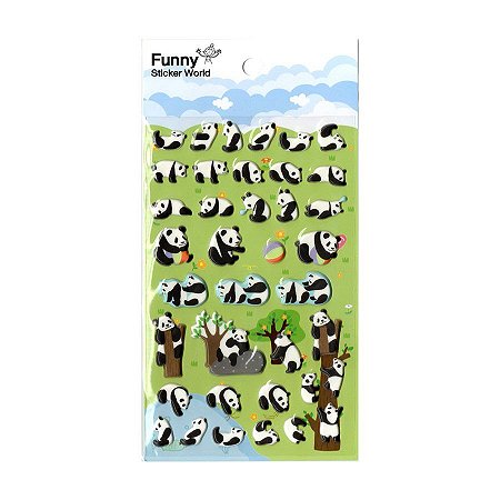 Hamipa Funi Funi Prism Puffy Stickers - Kawaii Panda - Making Life Cuter