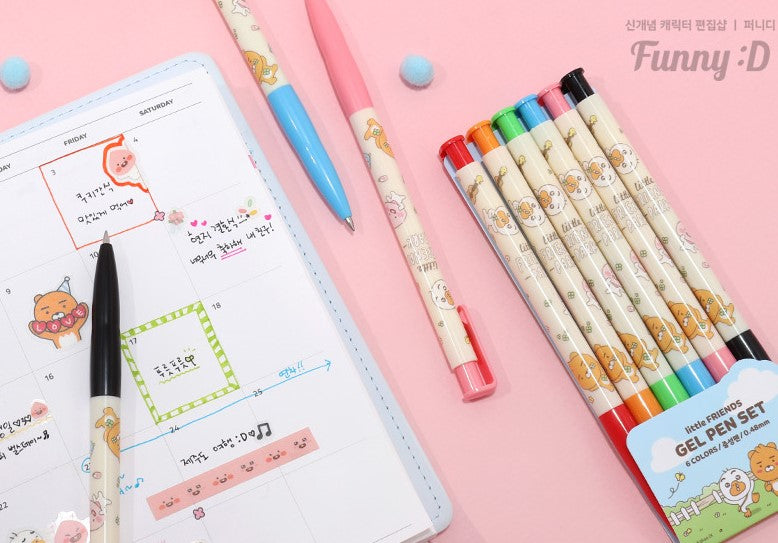 Kakao Friends 6pcs Gel Pen Pen Set