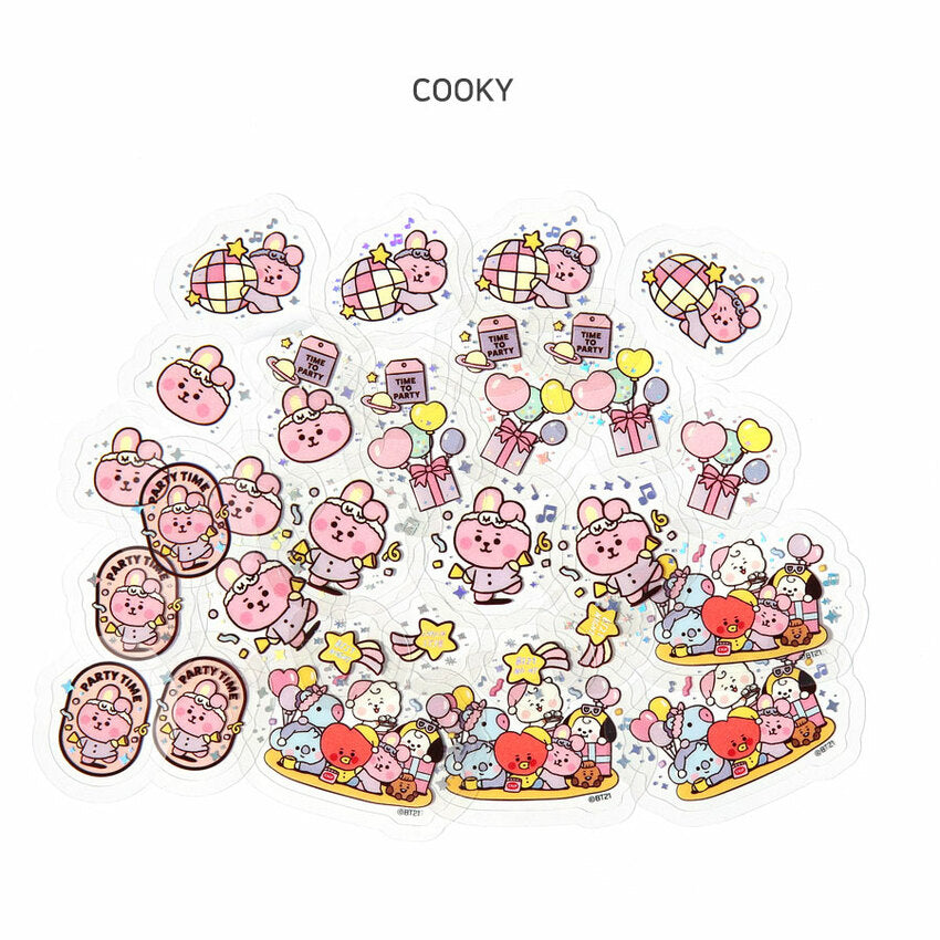 BT21 Party Baby Clear Sticker Flake Pack - Cooky