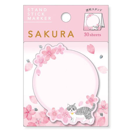 Mindwave Stand Sticky Memo Pad - Sakura Cat #57670