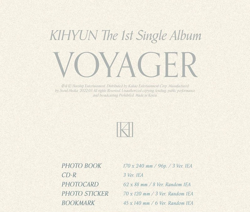 K-Pop CD Kihyun (Monsta X) - 1st Single Album 'Voyager'
