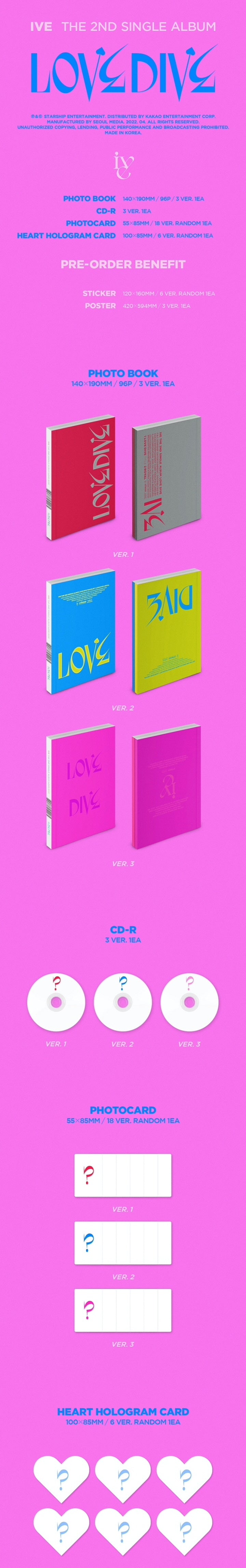 K-Pop CD IVE - 2nd Single Album 'Love Dive'