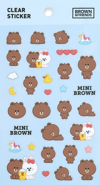 Line Friends[B&F] Mini Brown Clear Sticker