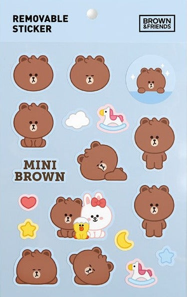 Line Friends[B&F] Mini Brown Removable Sticker