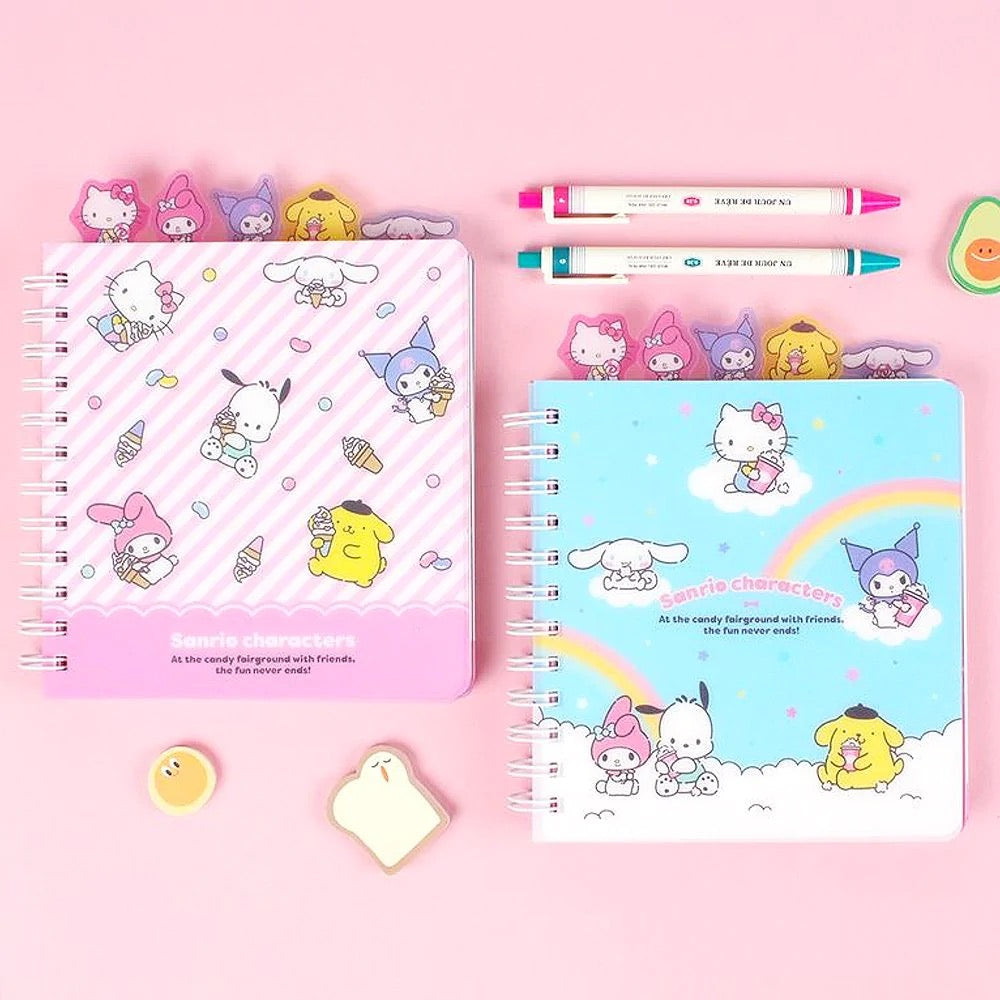 Sanrio Characters Tabbed Index Spiral Notebook