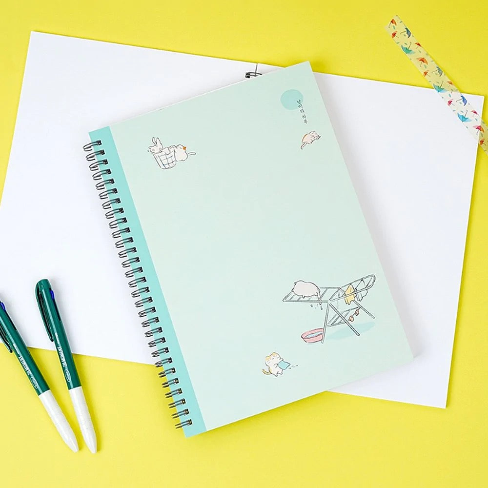 Day of a Cat - Antibacterial Coated Spiral Notebook (Random)