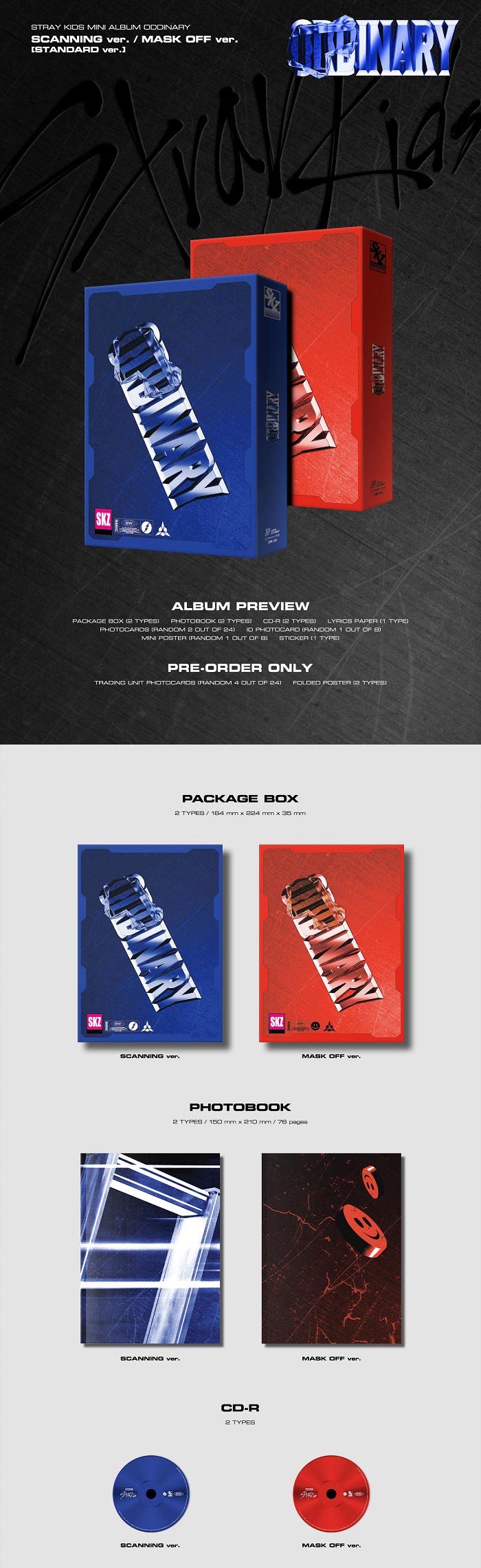 K-pop CD Stray Kids - Mini Album 'Oddinary' (Standard Ver.) Mask Off Ver. (Red)
